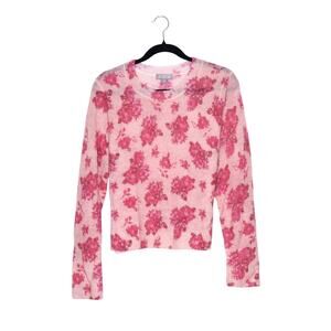 J. Crew Pink Floral Crew Neck Sweater